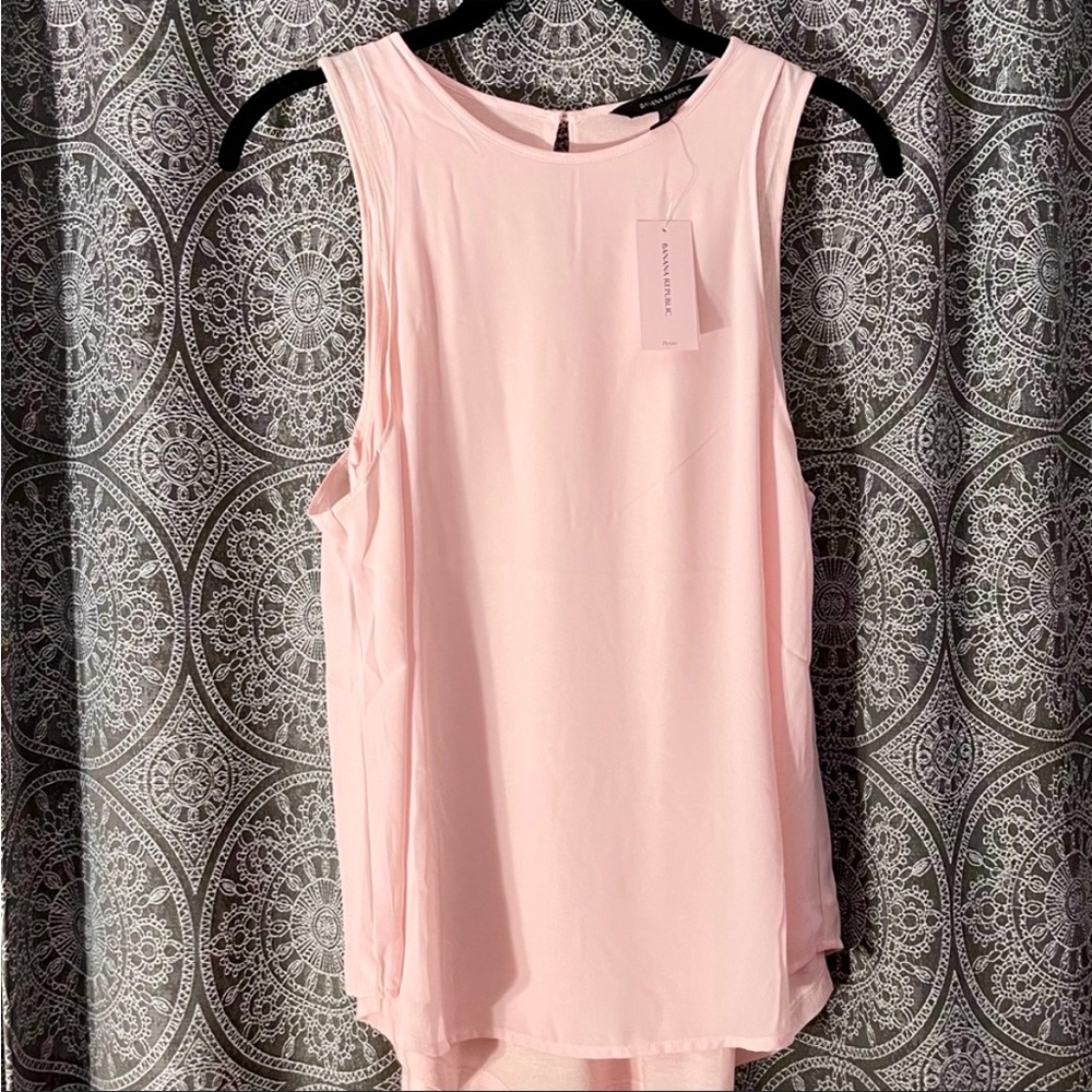 BANANA REPUBLIC Double Layer Sleeveless Blouse Light Pink Small Petite NWT
